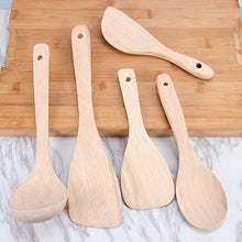 Load image into Gallery viewer, 5 Pcs Wooden Unpainted Kitchen Utensil Set
